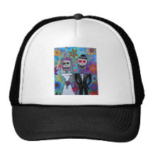 DIA DE LOS MUERTOS WEDDING TRUCKER HAT