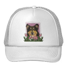 Día de madres - tulipanes rosados - collie - Carol Gorros