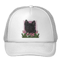 Día de madres - tulipanes rosados - mojón Terrier  Gorros Bordados