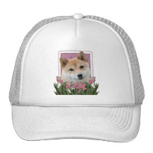 Día de madres - tulipanes rosados - Shiba Inu Gorras De Camionero