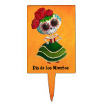 Dia de Muertos Mexican Miss Death Rectangular Cake Pick