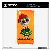 Dia de Muertos Mexican Miss Death Skin For The iPhone 4