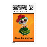 Dia de Muertos Mexican Miss Death Stamps