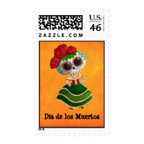 Dia de Muertos Mexican Miss Death Stamps