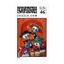 Dia de Muertos Musical Skeleton Band Stamp