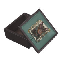 Día de padres - patas de piedra - Doberman - rojo Cajas De Recuerdo De Calidad