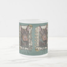 Día de padres - patas de piedra - Doberman - rojo Tazas De Café