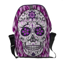 Día del cráneo muerto del azúcar - rosado y de la  bolsa de mensajeria 