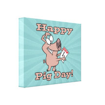 día feliz del cerdo lienzo envuelto para galerías