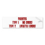 Diabetes 1 vs 2 bumpersticker bumper sticker