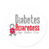 Diabetes Awareness Flower Ribbon Stickers