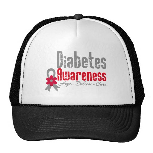 Diabetes Awareness Flower Ribbon Trucker Hats