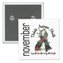 Diabetes Awareness Month Flower Ribbon 1 Pins