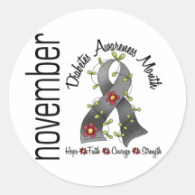 Diabetes Awareness Month Flower Ribbon 1 Sticker
