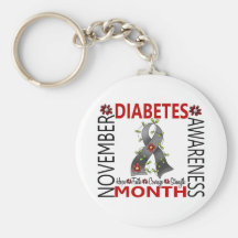 Diabetes Awareness Month Flower Ribbon 4 Key Chains