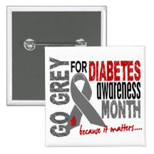 Diabetes Awareness Month Grey Ribbon 1.4 Pin