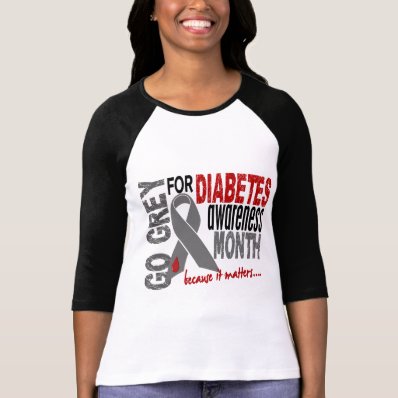 Diabetes Awareness Month Grey Ribbon 1.4 T Shirt