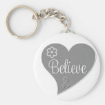 Diabetes Believe Gray Heart Key Chain
