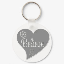 Diabetes Believe Gray Heart keychains