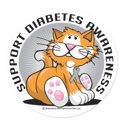 Diabetes Cat Round Sticker by fightcancertees. Diabetes Cat