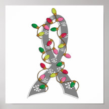 Diabetes Christmas Lights Ribbon Print