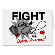 Diabetes Fight Like A Girl 11.3 Greeting Card