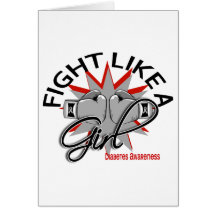 Diabetes Fight Like A Girl 12.3 Greeting Cards