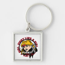Diabetes Fight Like A Girl Attitude Keychains