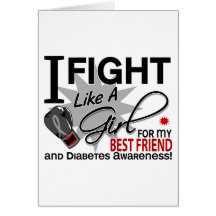 Diabetes Fight Like A Girl Best Friend 11 Greeting Card