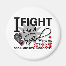 Diabetes Fight Like A Girl Boyfriend 11 Magnets
