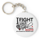 Diabetes Fight Like A Girl Daughter 11 Keychain