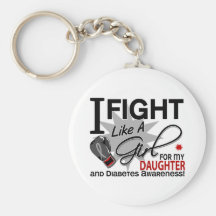 Diabetes Fight Like A Girl Daughter 11 Keychain