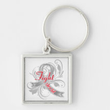 Diabetes Fight Like a Girl Flourish Key Chains