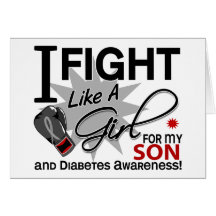 Diabetes Fight Like A Girl Son 11 Greeting Cards