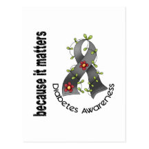 Diabetes Flower Ribbon 3 Postcards
