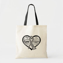 Diabetes Heart Ribbon Collage Canvas Bags