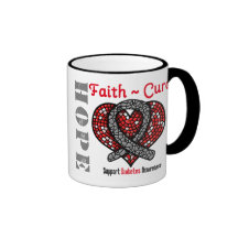 Diabetes Hope Faith Cure Heart Ribbon Coffee Mug