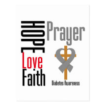 Diabetes Hope Love Faith Prayer Cross Post Card