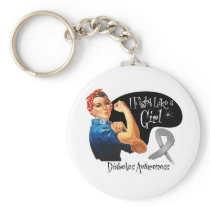 Diabetes I Fight Like a Girl Rosie The Riveter Keychains