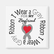 Diabetes I Wear Gray Ribbon For My  Boyfriend Fridge Magnets