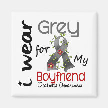 Diabetes I Wear Grey For My Boyfriend 43 Refrigerator Magnet