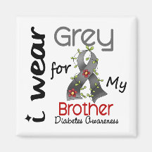Diabetes I Wear Grey For My Brother 43 Fridge Magnet