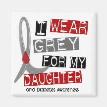 Diabetes I Wear Grey For My Daughter 37 Fridge Magnet