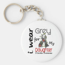 Diabetes I Wear Grey For My Daughter 43 Keychain