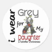 Diabetes I Wear Grey For My Daughter 43 Round Stickers