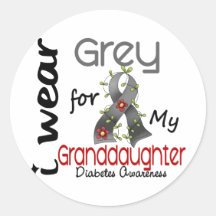 Diabetes I Wear Grey For My Granddaughter 43 Sticker