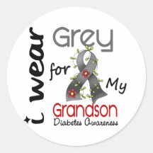 Diabetes I Wear Grey For My Grandson 43 Stickers
