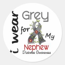 Diabetes I Wear Grey For My Nephew 43 Round Sticker