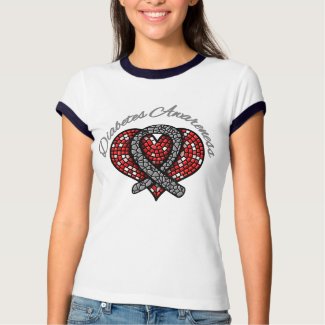 Diabetes Mosaic Heart Ribbon shirt