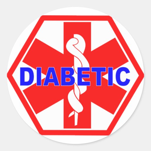 DIABETIC MEDICAL ID TAG ROUND STICKER Zazzle